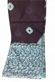 Navy Blue with Turquoise flowers cotton saree